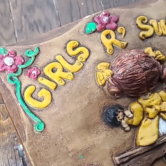 Vintage Handmade Girls are Sweet Plaster Grandmacore Wall Art - Picture 10 of 10